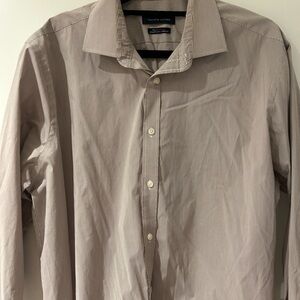 Men's Tommy Hilfiger Striped Beige Shirt Athletic Fit 17 32/33